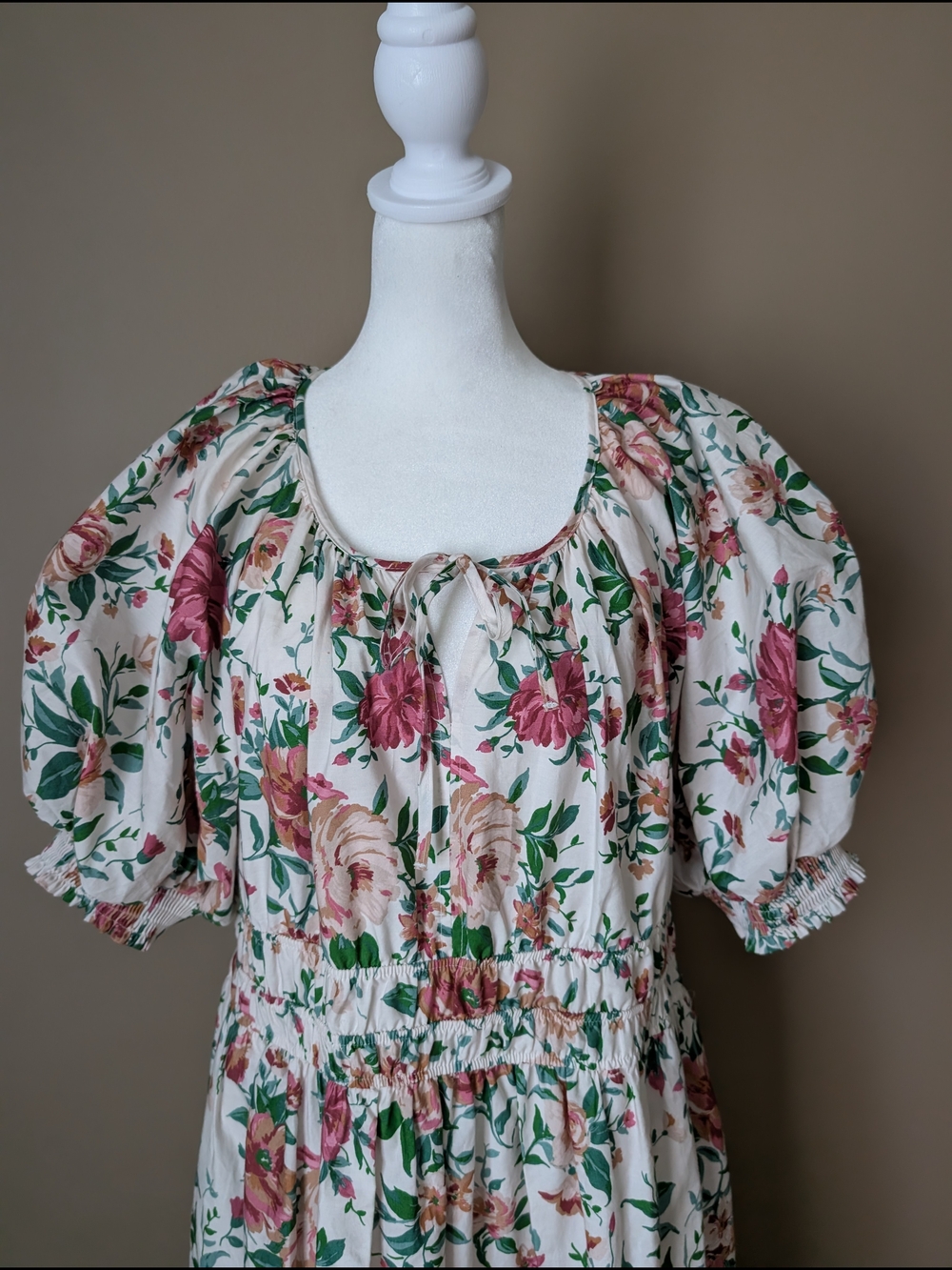 Anthropologie Somerset Maxi Dress  L Floral Puff Sleeve 100% Cotton Pockets - Picture 7 of 11